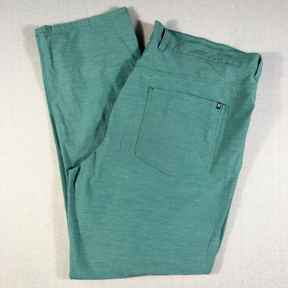 Callaway Mens Golf Pants 38x30 Green Heathered Straight Leg 5-Pocket Trousers